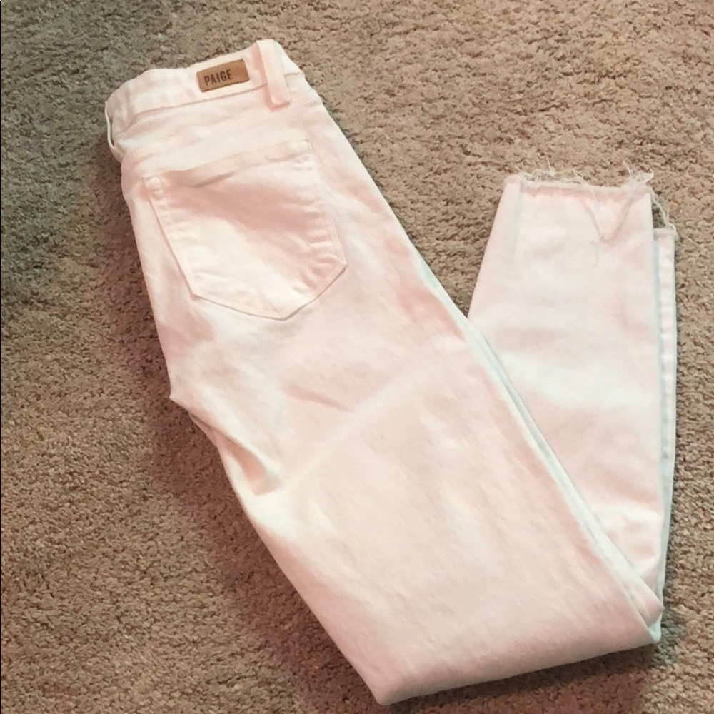 new white Paige ankle raw hem skinny jeans size 24
